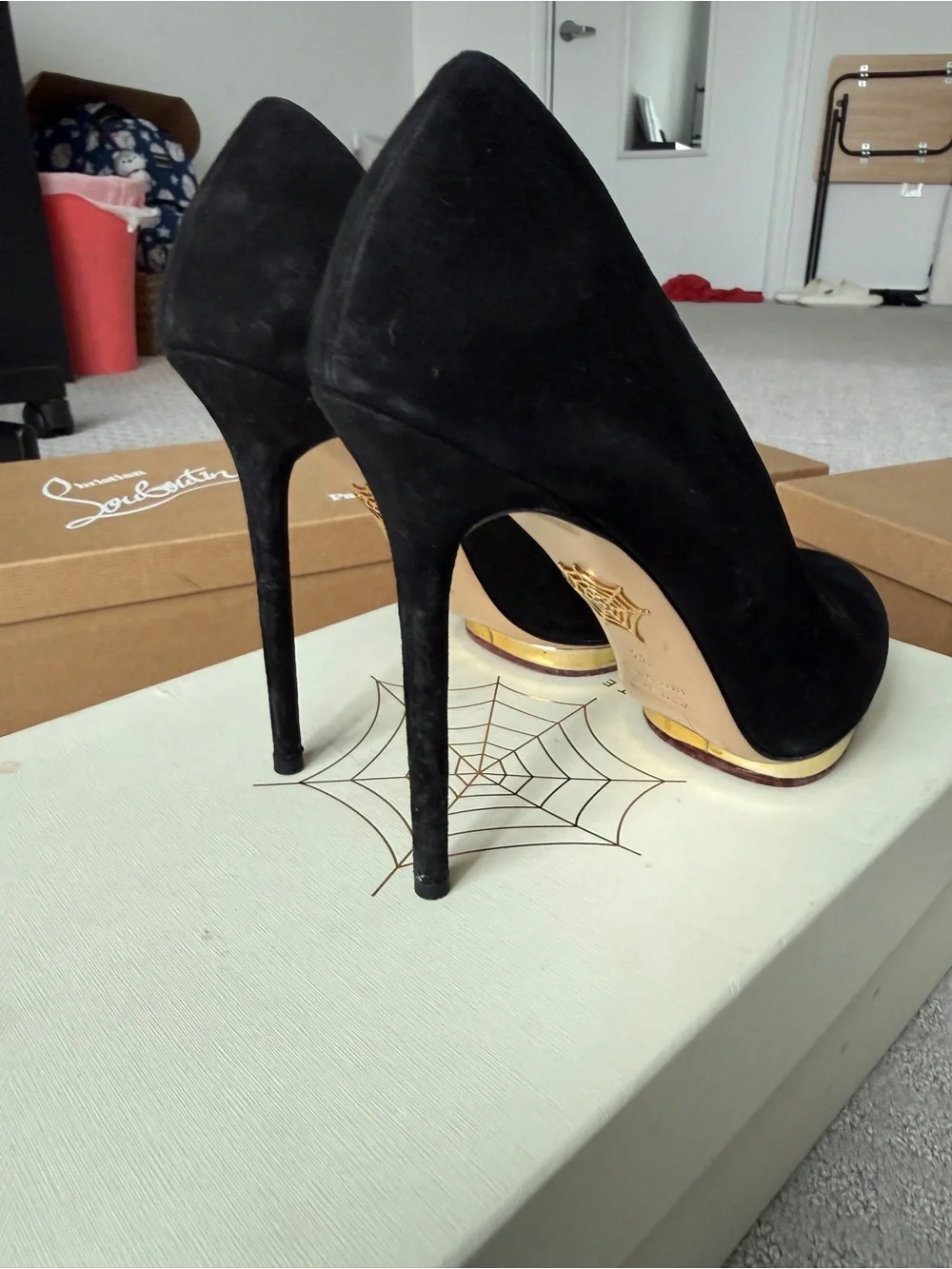 Charlotte Olympia Black Suede Pumps
